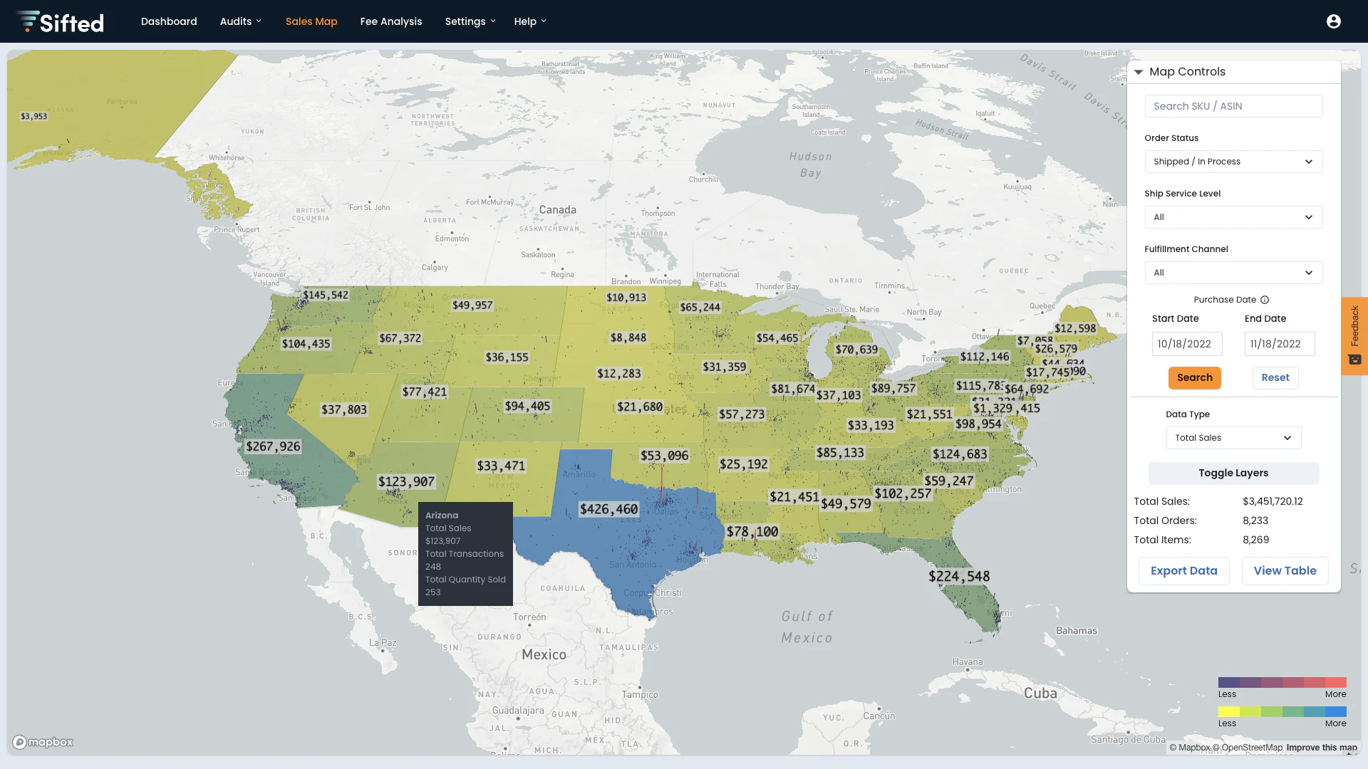screenshot of Sifted Marketplace Intelligence